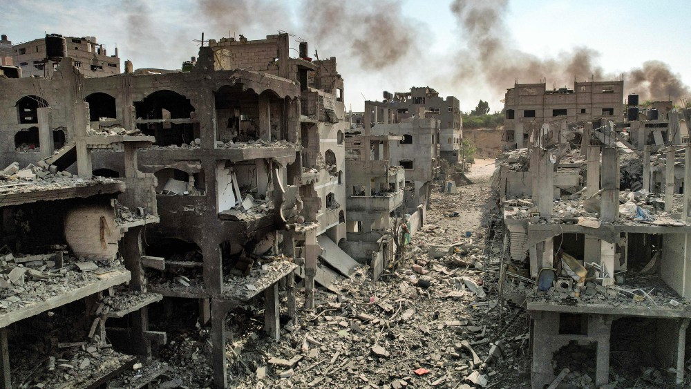 Buildings destroyed by Israeli air strikes in the Jabalia camp for Palestinian refugees in Gaza City on Oct. 11, 2023.