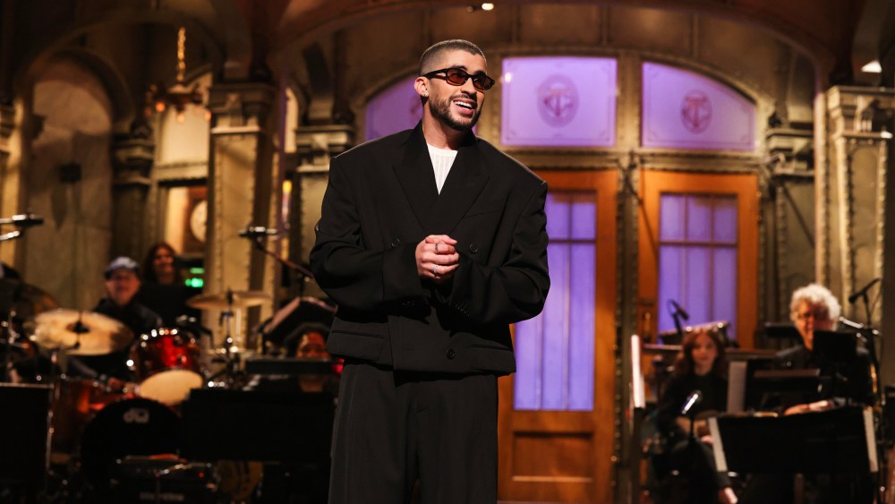 Host Bad Bunny during the SNL monologue on Sat. Oct. 21, 2023.
