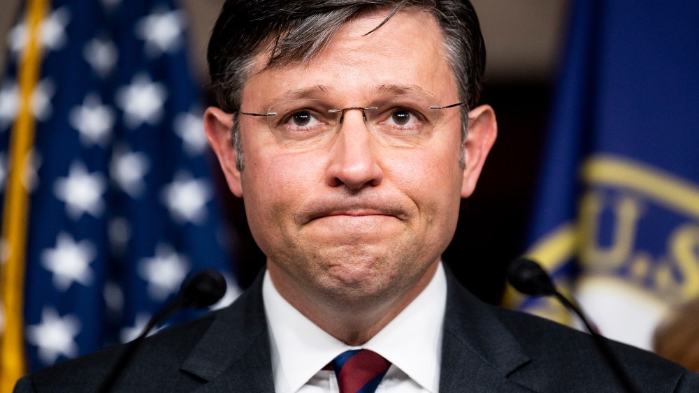Rep. Mike Johnson, R-La., speaks at a House GOP news conference in 2021.