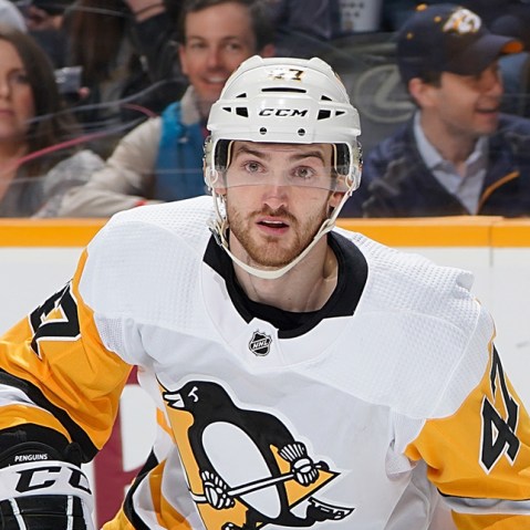 Adam Johnson of the Pittsburgh Penguins during a game against the Nashville Predators in Nashville, Tenn.
