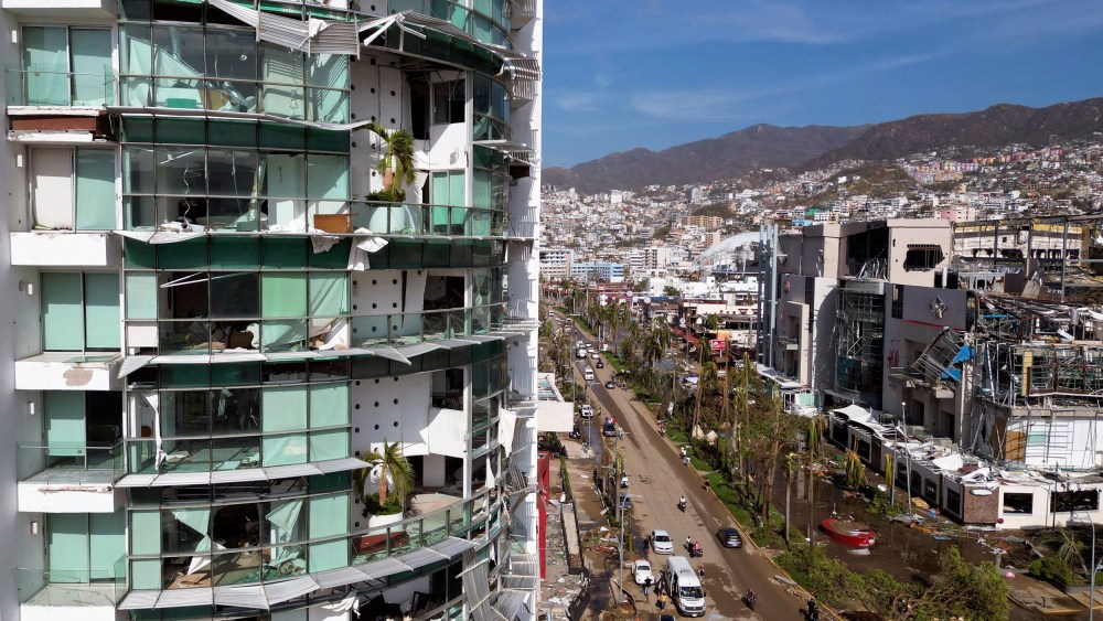 A damaged building after the passage of Hurricane Otis in Acapulco,