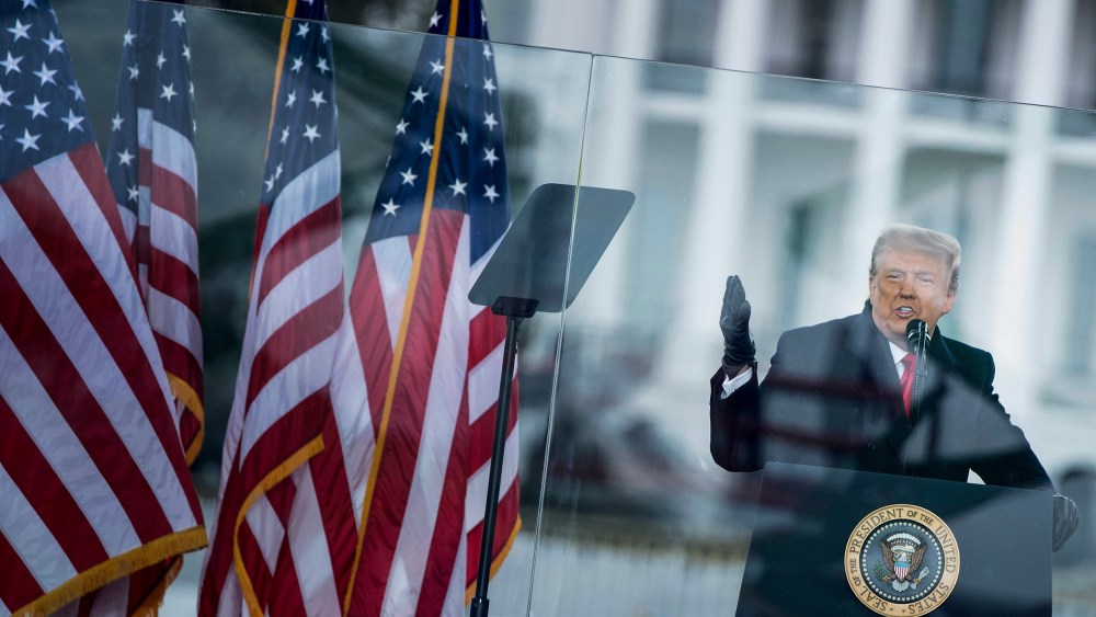 Former U.S. President Donald Trump speaks to supporters from The Ellipse in Washington, DC. on Jan. 6, 2021.