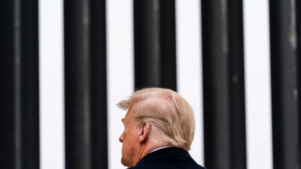 Then-President Donald Trump at the border wall in Alamo, Texas.