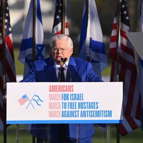 Pastor John Hagee speaks at the "March For Israel" at the National Mall on Nov. 14, 2023.