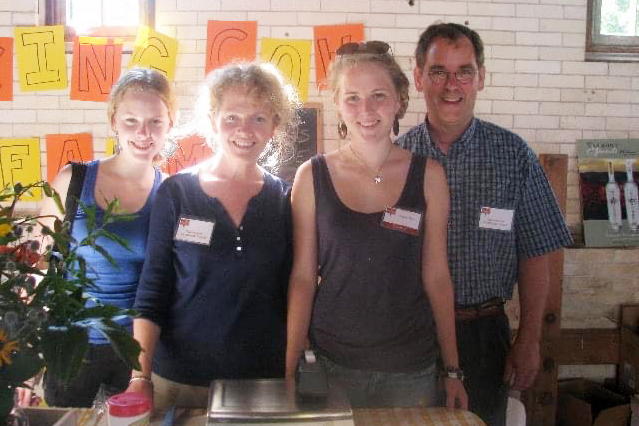 Karen Getz with her two daughters and husband.