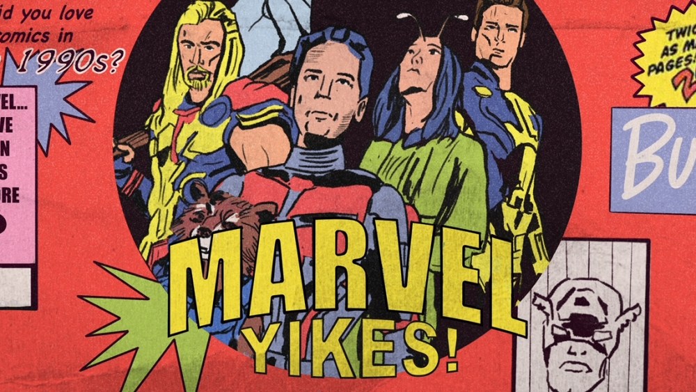 Vintage looking marvel comic cover with current movie stars