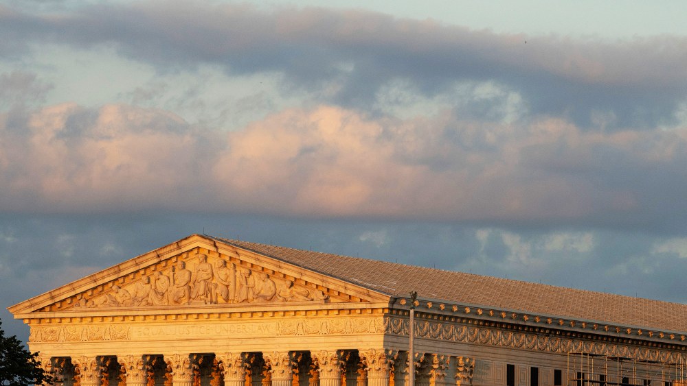 Clouds gather over the Supreme Court building.