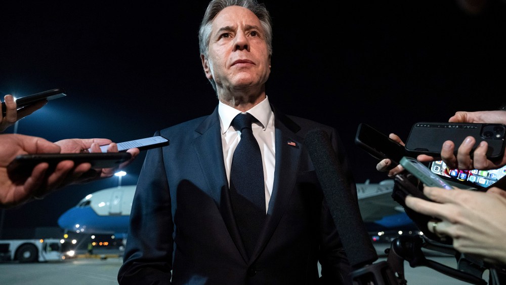 Secretary of State Antony Blinken speaks to reporters.