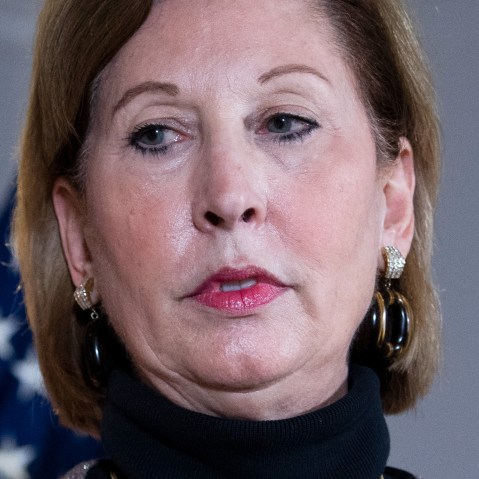 Sideny Powell at a news conference in 2020.