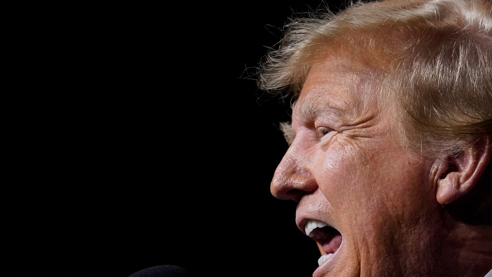Donald Trump speaks during a rally in Reno