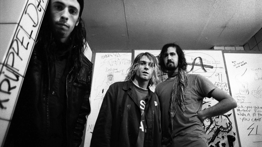 Dave Grohl, Kurt Cobain and Krist Novoselic of Nirvana