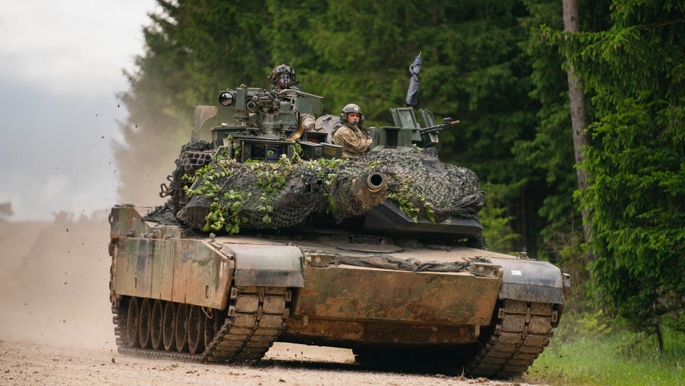 A U.S. Army M1 Abrams tank during a multinational exercise at the training area in Hohenfels, Germany on June 8, 2022.