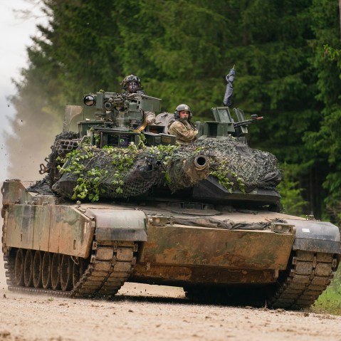 A U.S. Army M1 Abrams tank during a multinational exercise at the training area in Hohenfels, Germany on June 8, 2022.