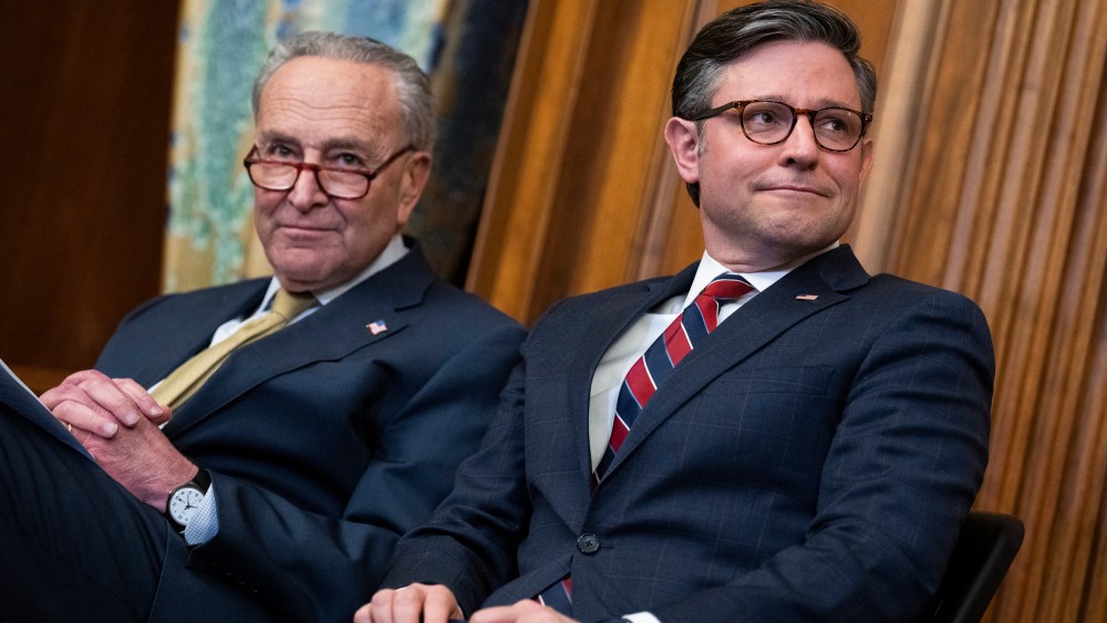 Chuck Schumer, left, and Mike Johnson