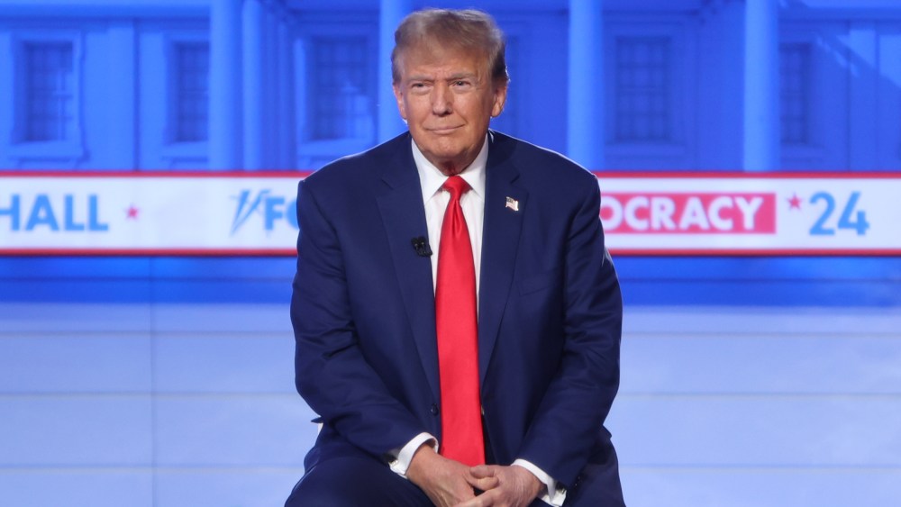 Donald Trump during a Fox News town hall in Des Moines, Iowa
