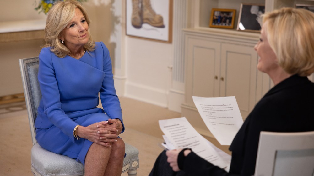 First lady Jill Biden talks with Mika Brzezinski.