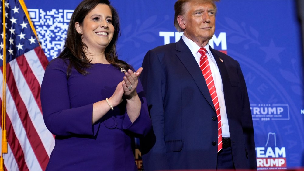 Elise Stefanik and Donald Trump at a campaign event in Concord, N.H.