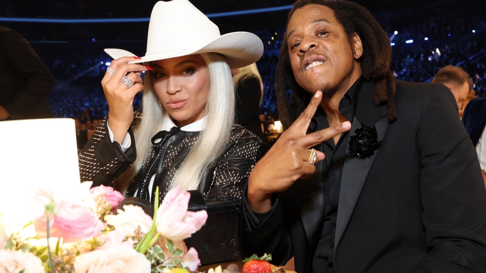 Beyoncé and Jay-Z attend the 66th GRAMMY Awards at Crypto.com Arena on February 04, 2024 in Los Angeles, California.