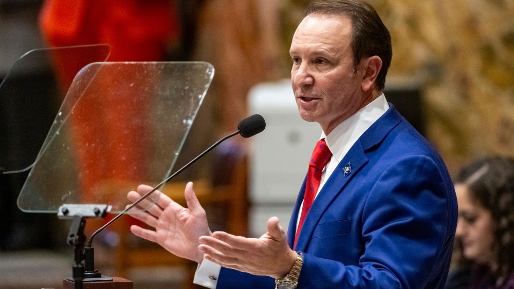Jeff Landry speaks in the house chamber.