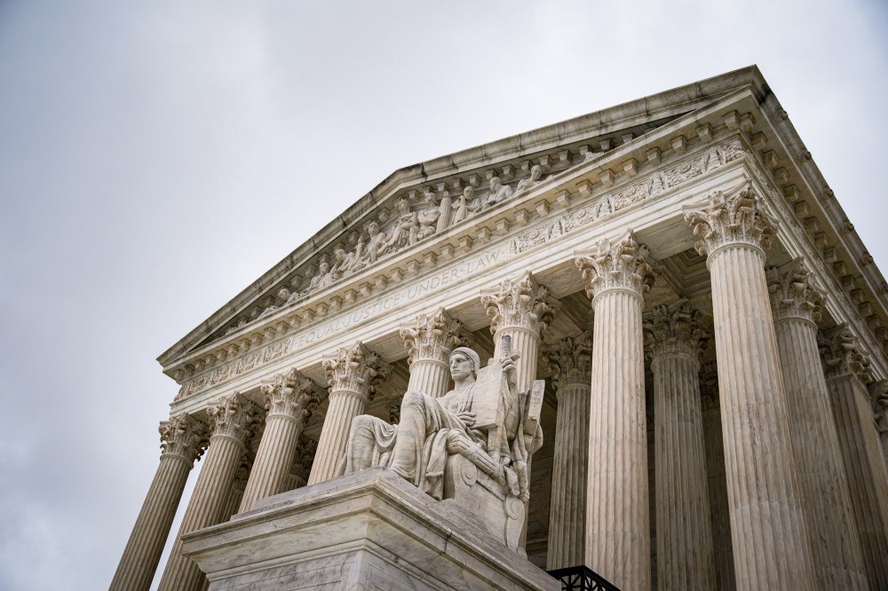 The 'Authority of Law' statue outside the U.S. Supreme Court building