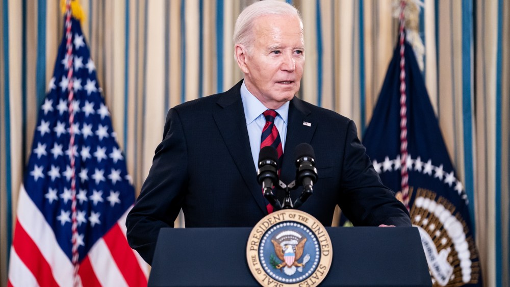 President Joe Biden speaks during a meeting