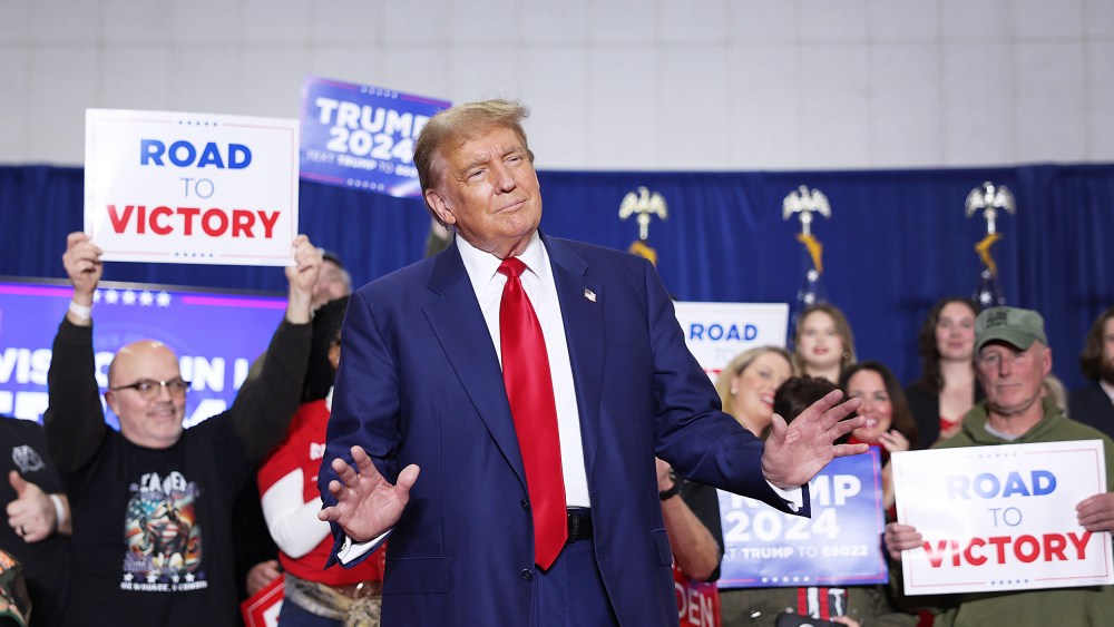 President Donald Trump arrives for a rally.
