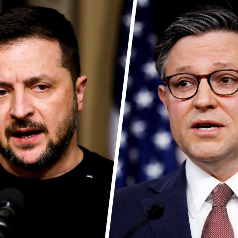 Volodymyr Zelenskyy; Mike Johnson.