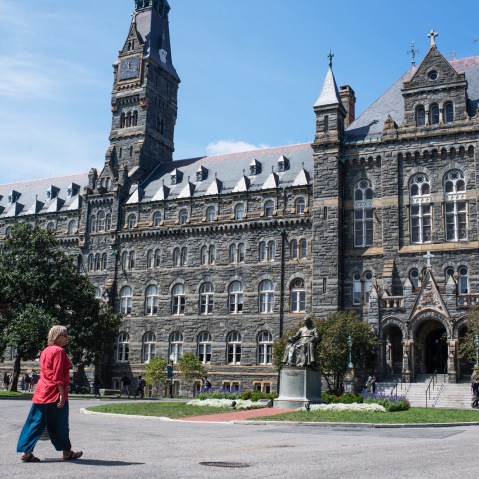 Melisande Colomb walks through Georgetown University