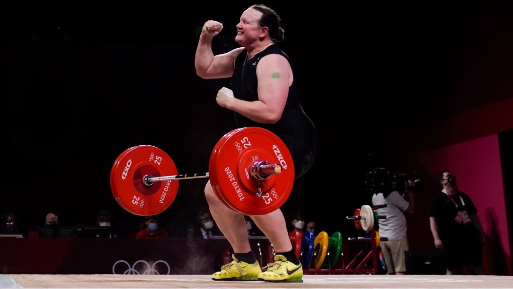 Laurel Hubbard celebrates