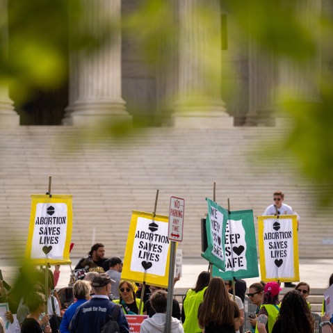Abortion rights supporters rally outside the Supreme Court