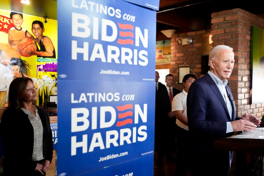 Joe Biden speaks at a campaign event in a Phoenix restaurant.