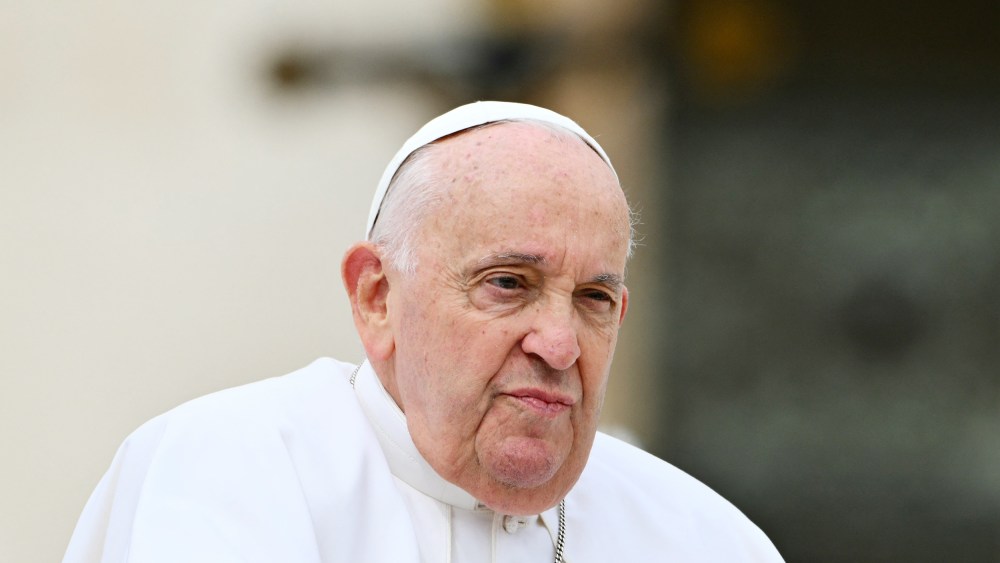 Pope Francis looks on during the weekly general audience