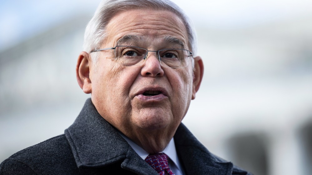 Bob Menendez speaks during a press conference outside the U.S. Capitol
