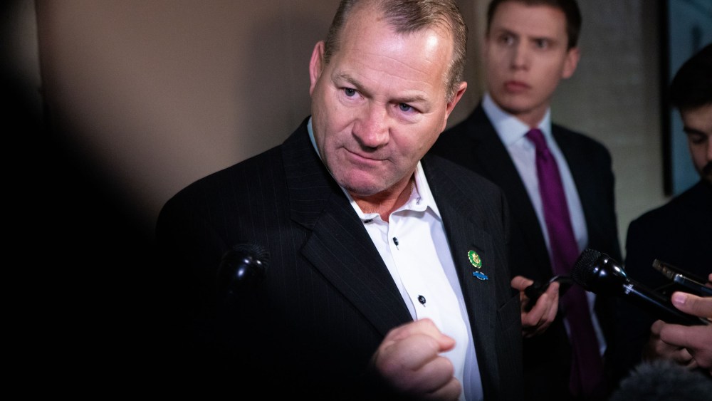 Rep. Troy Nehls (R-TX) speaks to reporters upon arrival to a House Republican Conference meeting on Nov. 14, 2023 in Washington, D.C..