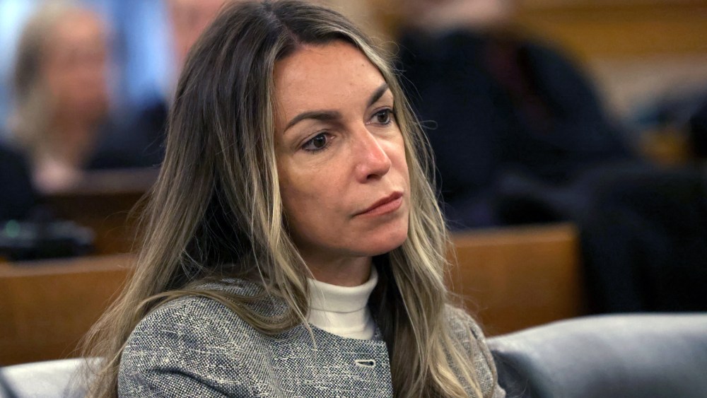 Karen Read seated at her pre-trial hearing at Norfolk Superior Court, in Dedham, Mass.