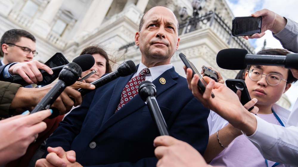 Bob Good, R-Va., talks with reporters