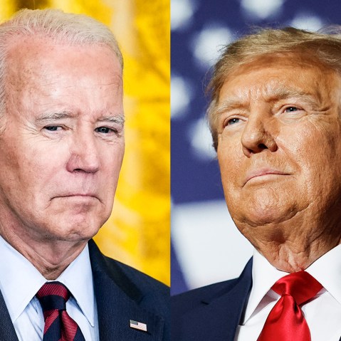 A side by side split of Joe Biden and Donald Trump