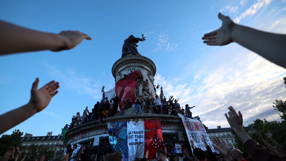 A loose alliance of French left-wing parties thrown together for snap elections was on course to become the biggest parliamentary bloc and beat the far right, according to shock projected results.