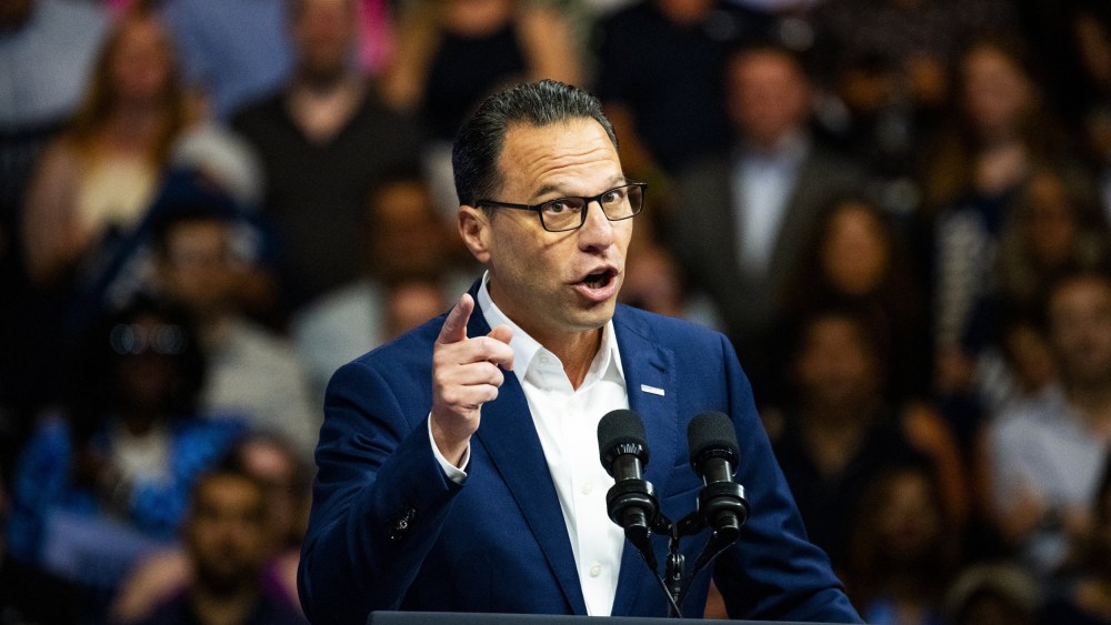 Gov. Josh Shapiro speaks during a campaign rally to introduce Gov. Tim Walz on Aug. 6, 2024 at Temple University in Philadelphia.