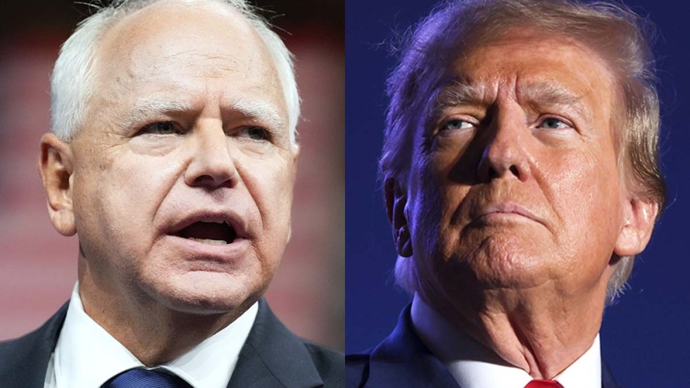 side by side tim walz donald trump politics political politicians