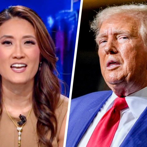 A split composite of Katie Phang and Donald Trump.