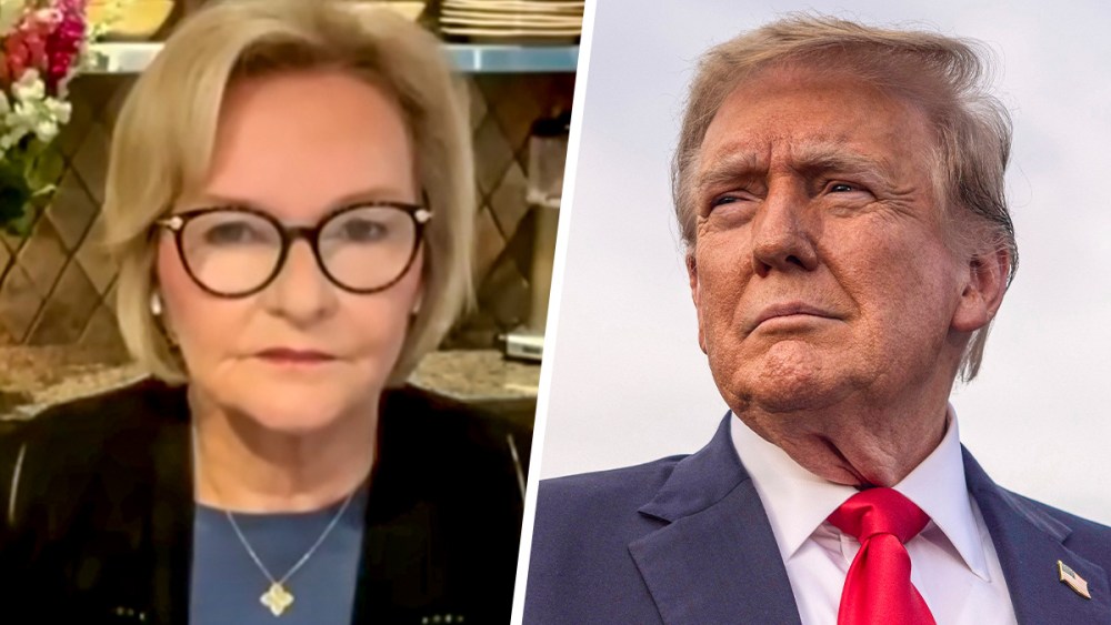 A split composite of Claire McCaskill and Donald Trump.