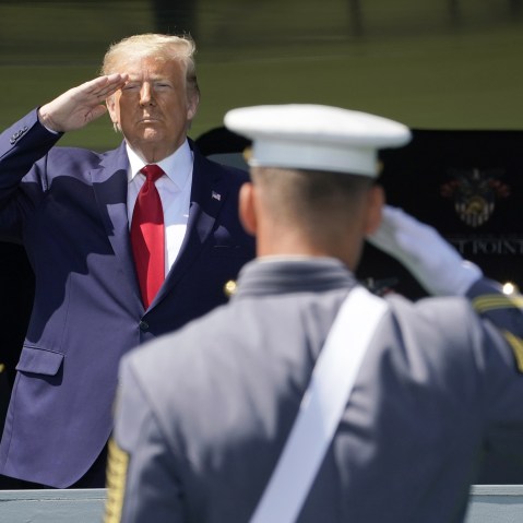 donald trump salute military west point cadet politics political politician