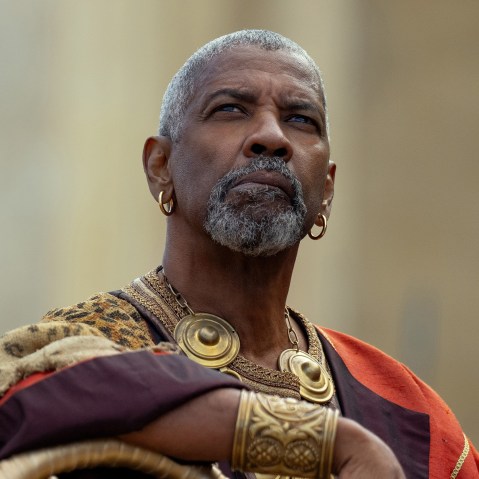 Denzel Washington as Macrinus in  a scene from Gladiator II.