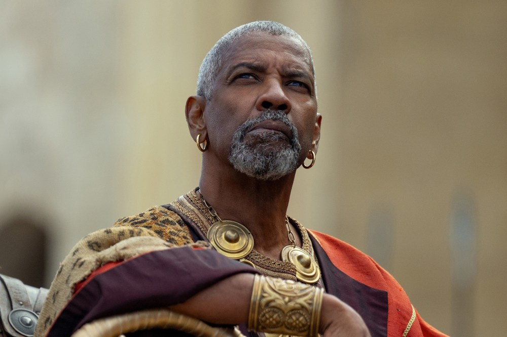Denzel Washington as Macrinus in a scene from Gladiator II.
