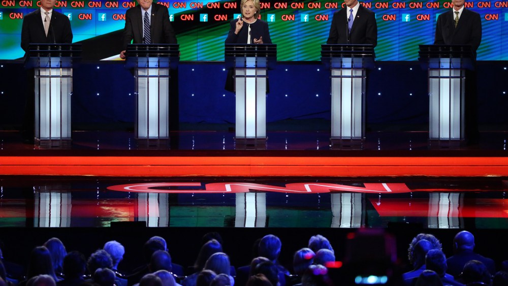 The Democratic presidential candidates participate in a debate held by CNN, Oct. 13, 2015 in Las Vegas, Nev. (Pool photo by Josh Haner)