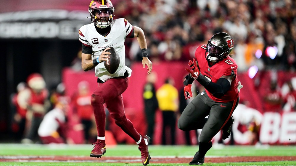 Image: NFC Wild Card Playoffs: Washington Commanders v Tampa Bay Buccaneers Jayden Daniels