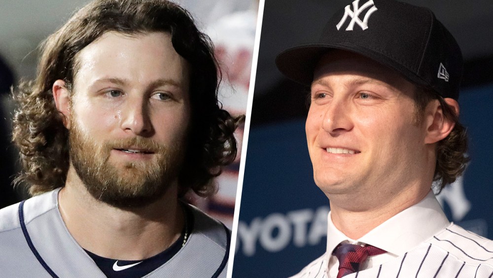 Gerrit Cole in 2019 with and without a beard