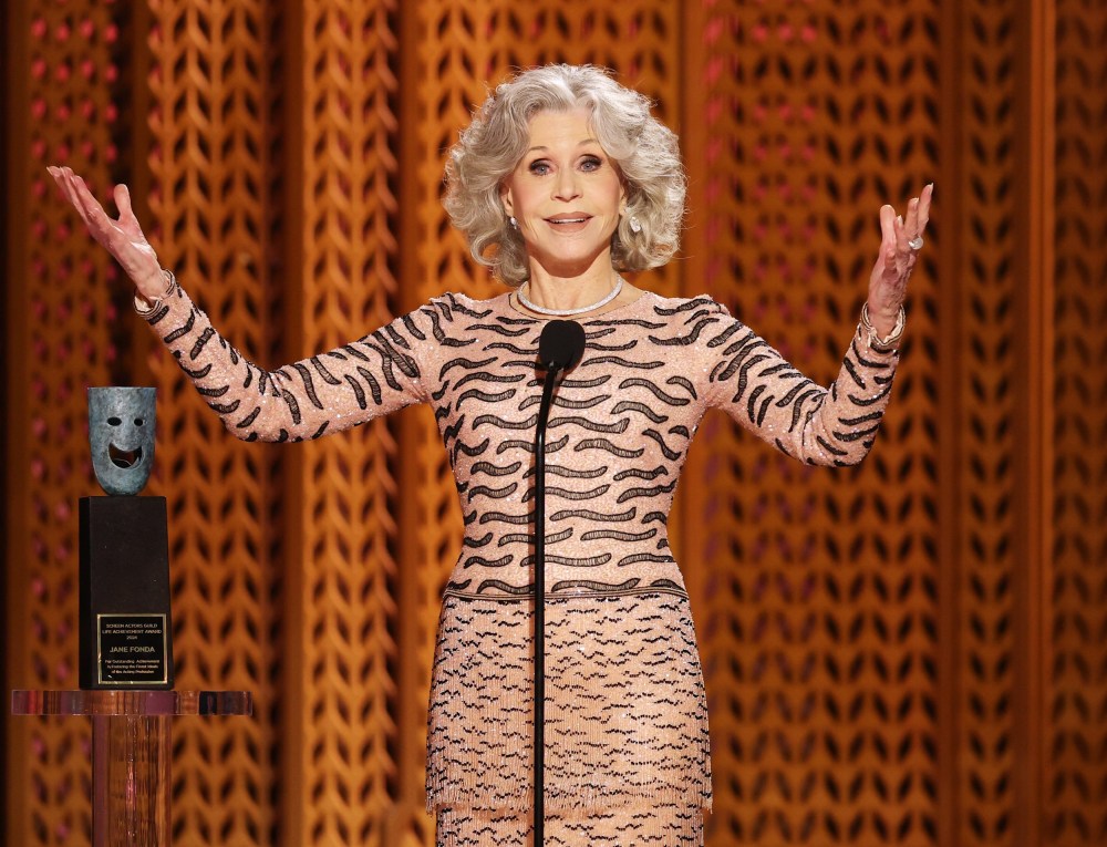Image: Jane Fonda accepts the SAG Life Achievement Award onstage during the 31st Annual Screen Actors Guild Awards in Los Angeles.
