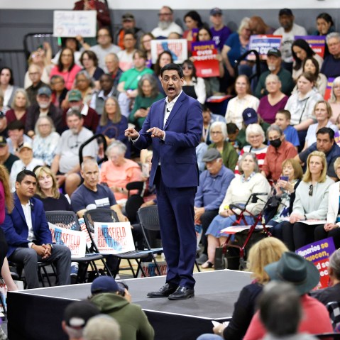 Ro Khanna speaking during a town hall